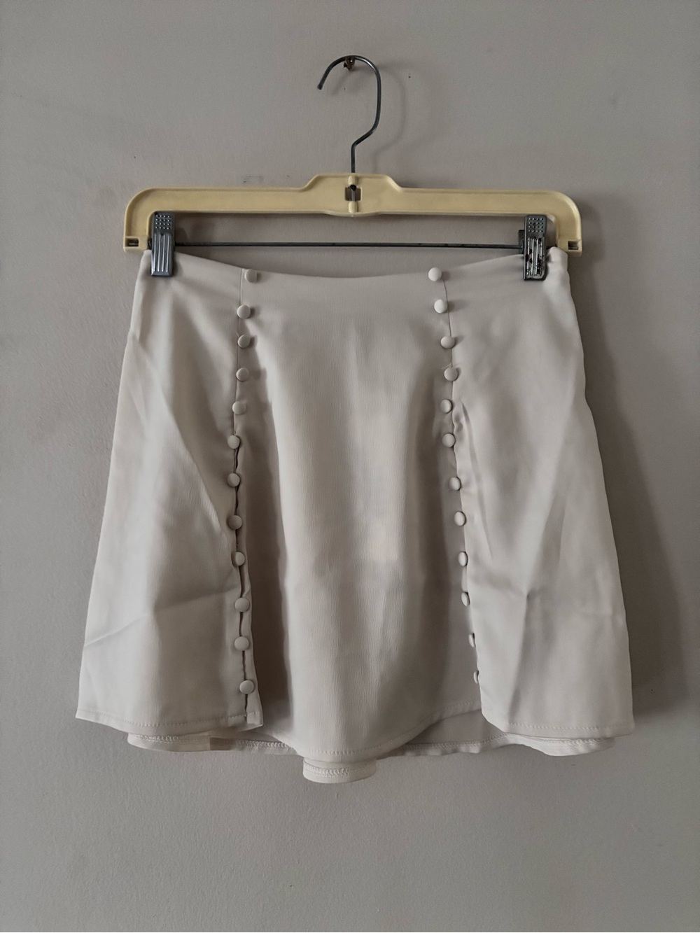 Urban Outfitters Cream Button-Trim Mini Skirt